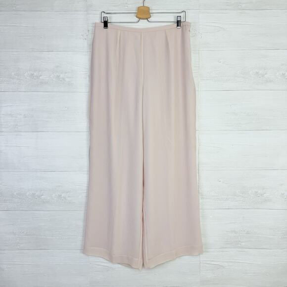 Vtg Talbots 100% Silk Wide Leg Pants Waist 30 Petite Chiffon Light Pink Classy - Picture 1 of 14